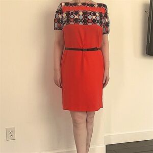 Emilio Pucci Geometric silk orange red dress 46